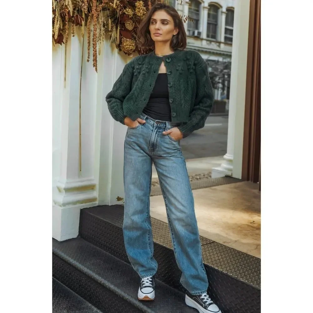 Bohme Yulia Cropped Cardigan in Emerald XL - Picture 2 of 3